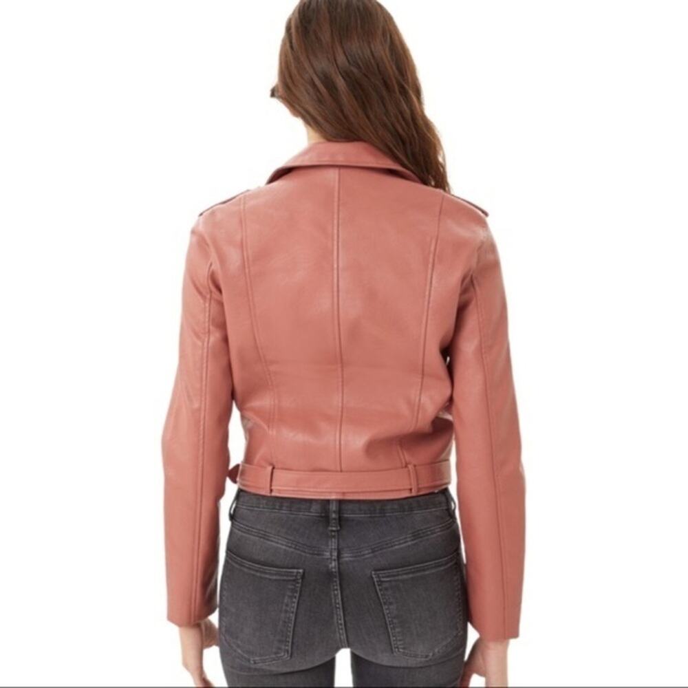 Montrez Women's Red Faux Leather Moto Jacket - Picture 5 of 8